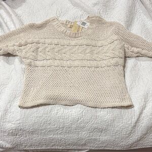 Rewind Cream Cable Knit Crew Neck Sweater